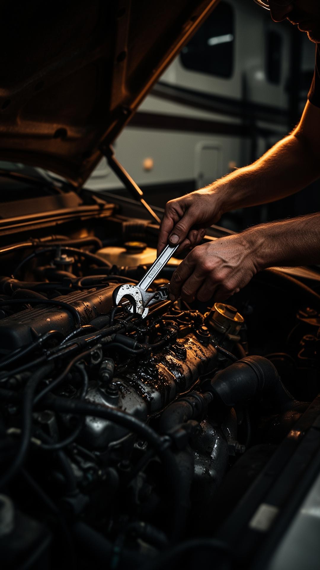 Mechanic working on an engine